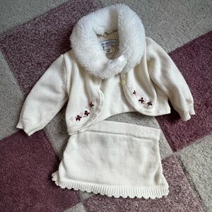 Tommy Hilfiger White Baby Matching Set with Embroidered Floral Accents